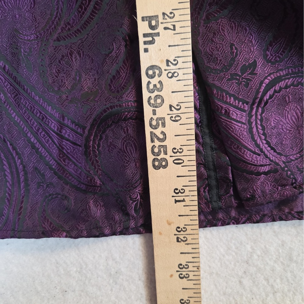 Barry Wang Mens Purple  Silk Poly Metallic Paisley L/S Button Dress Shirt 3XL - Picture 7 of 8